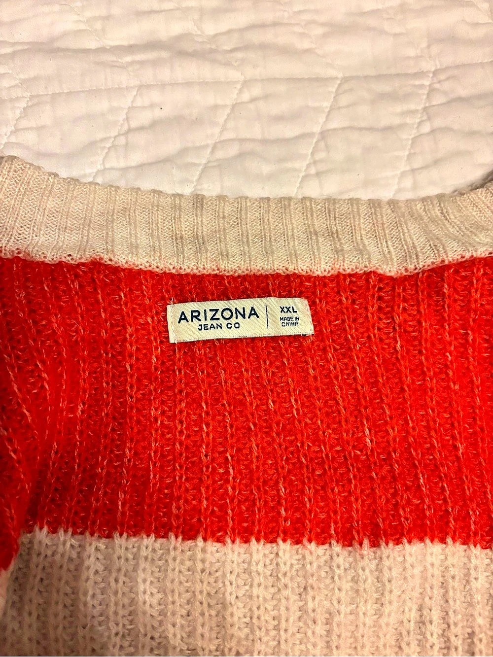 Arizona Jean Co. Striped Crewneck Sweater in Red & Cream XXL - Picture 3 of 3